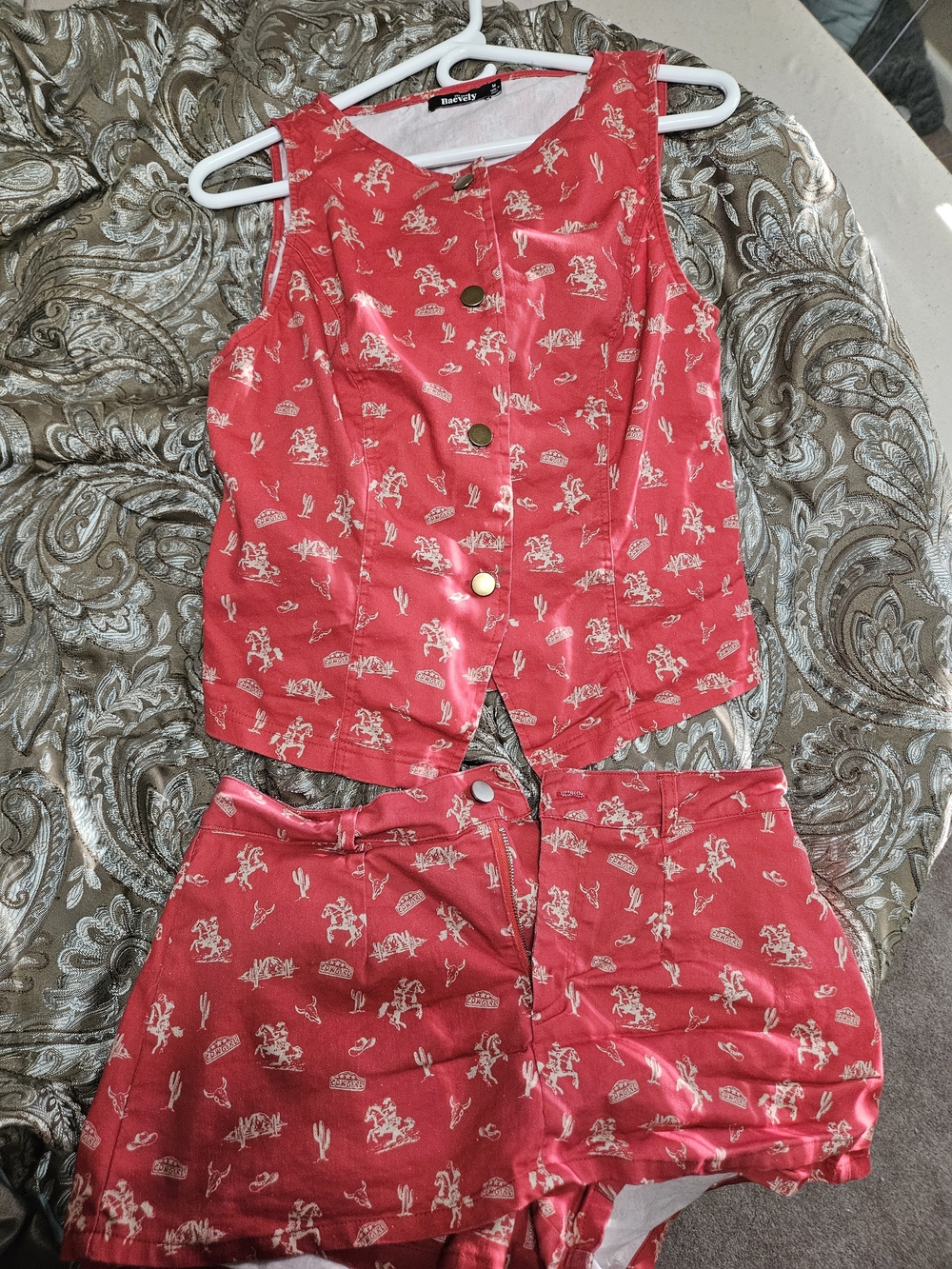 Two Piece Western Vest & Skort Set - Size M